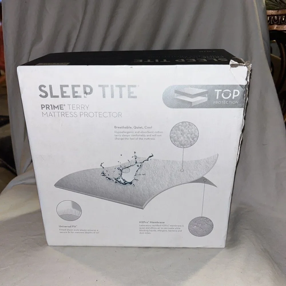 Malouf Sleep Tite ~ Prime Terry Smooth Cotton Mattress Protector‎ ~ Size Twin